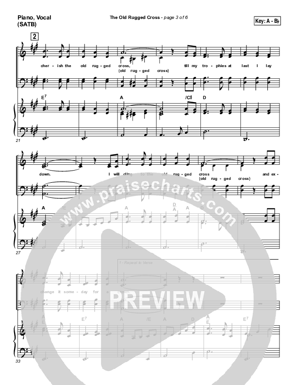 The Old Rugged Cross Piano/Vocal & Lead (Traditional Hymn / PraiseCharts)