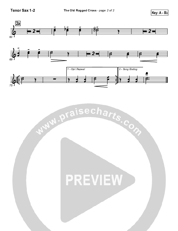 The Old Rugged Cross Tenor Sax 1/2 (Traditional Hymn / PraiseCharts)
