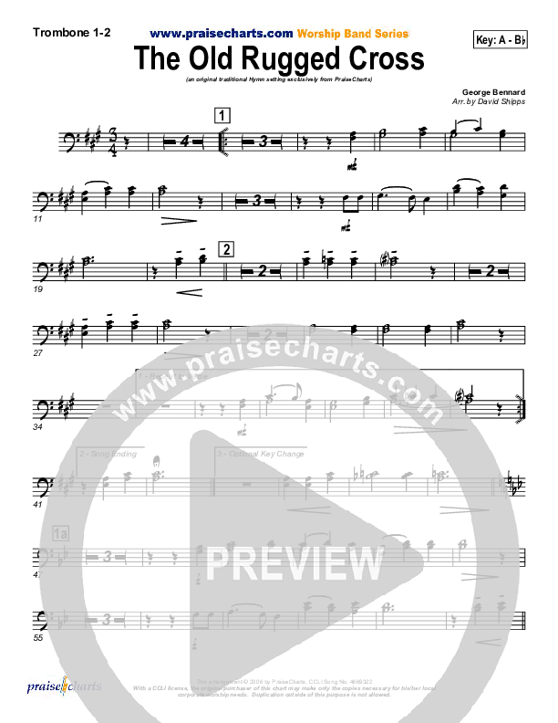 The Old Rugged Cross Trombone 1/2 (Traditional Hymn / PraiseCharts)