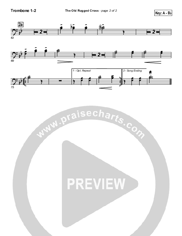 The Old Rugged Cross Trombone 1/2 (Traditional Hymn / PraiseCharts)