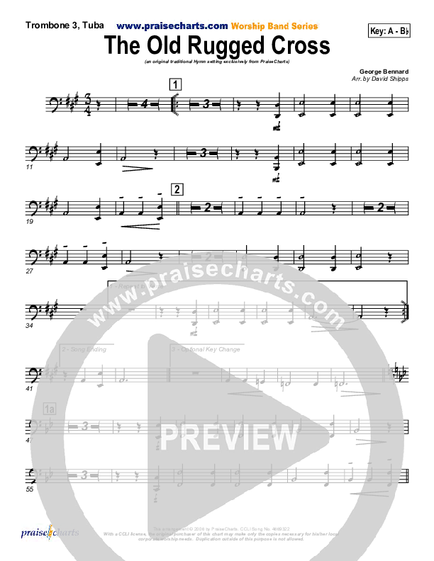 The Old Rugged Cross Trombone 3/Tuba (Traditional Hymn / PraiseCharts)