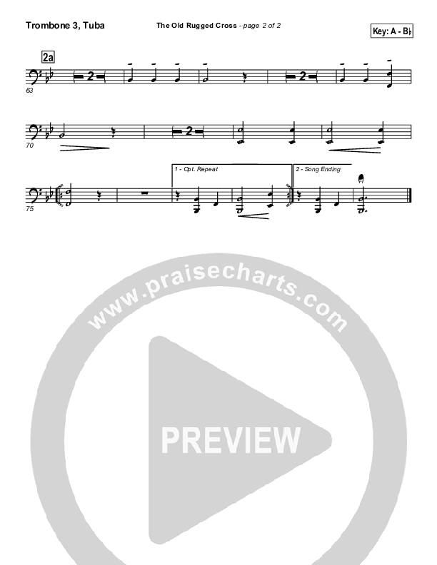 The Old Rugged Cross Trombone 3/Tuba (Traditional Hymn / PraiseCharts)