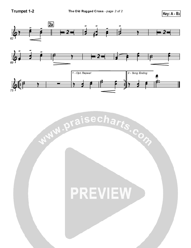 The Old Rugged Cross Trumpet 1,2 (Traditional Hymn / PraiseCharts)