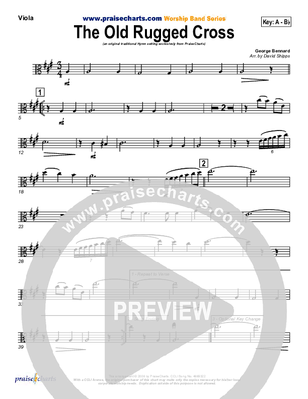 The Old Rugged Cross Viola (Traditional Hymn / PraiseCharts)