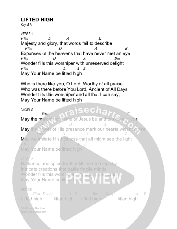 Lifted High Chord Chart (Andy Needham Band)