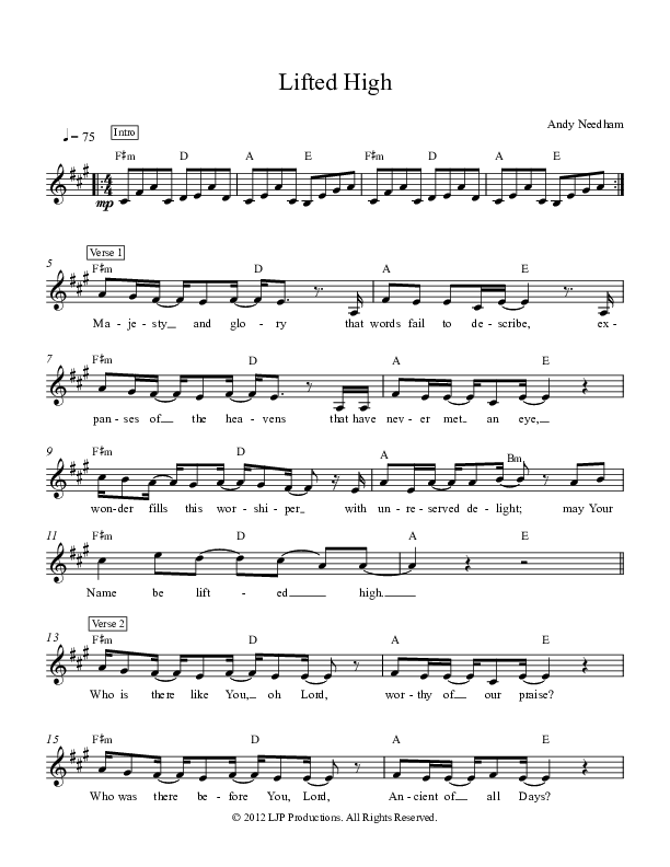 Lifted High Lead Sheet (Andy Needham Band)