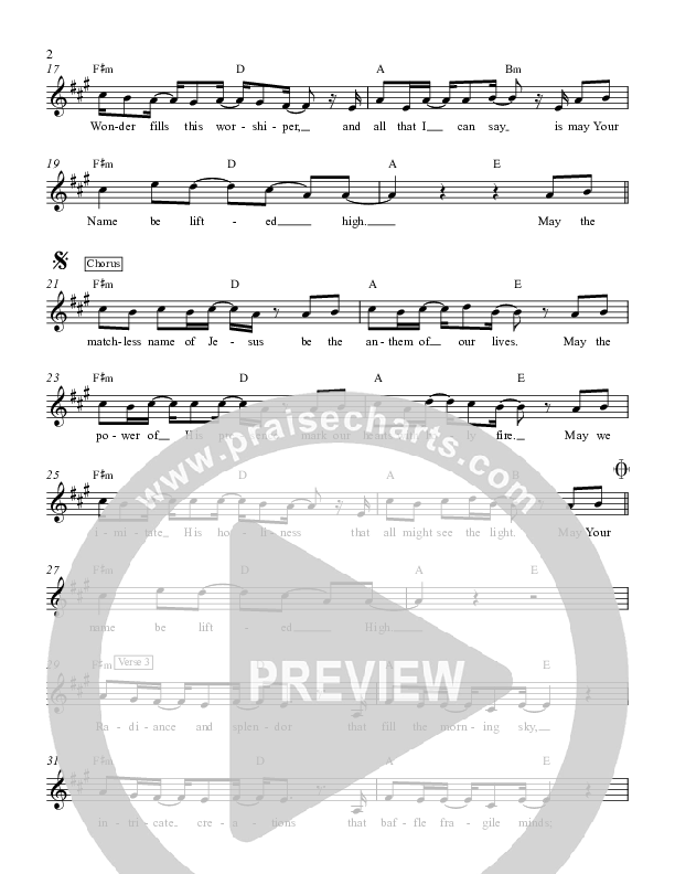 Lifted High Lead Sheet (Andy Needham Band)