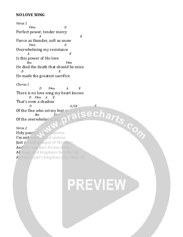 No Love Song Chord Chart (Andy Needham Band)