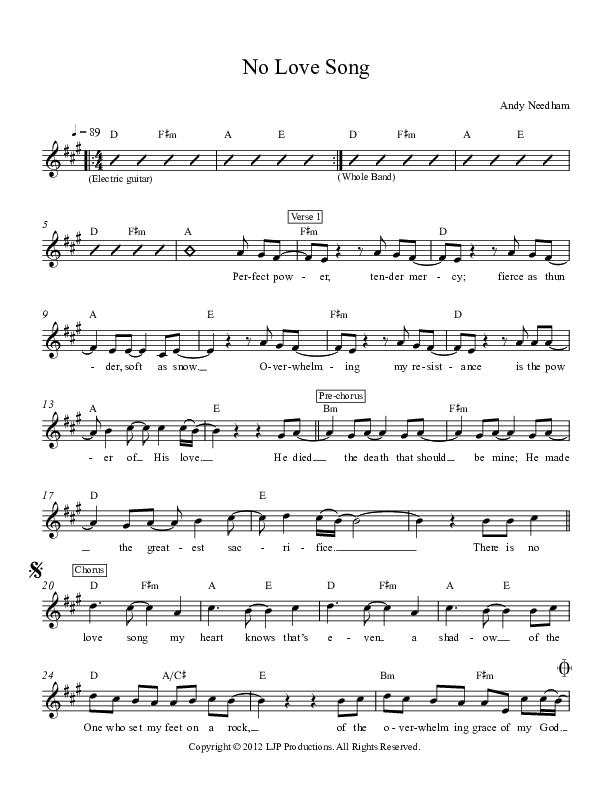 No Love Song Lead Sheet (Andy Needham Band)