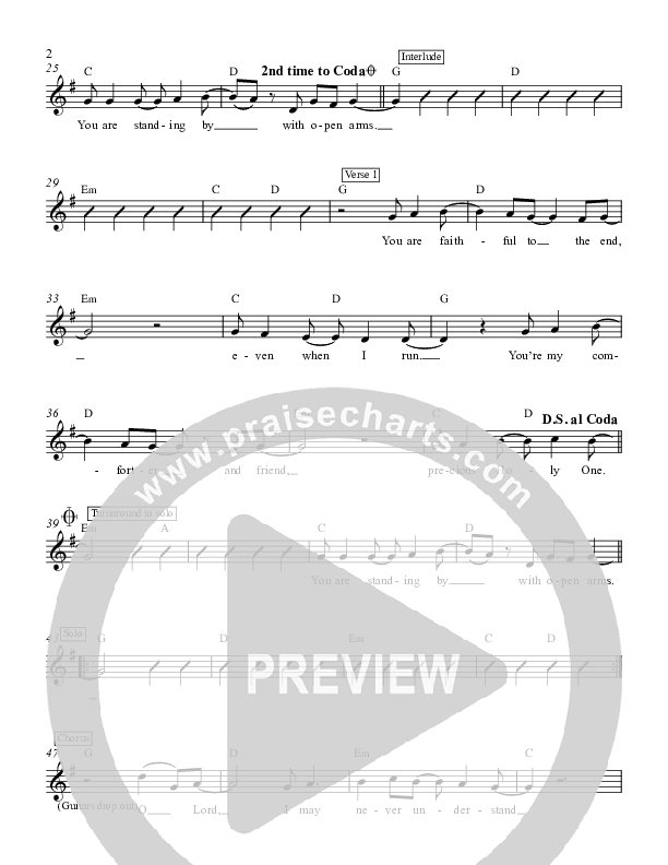 Open Arms Lead Sheet (Andy Needham Band)