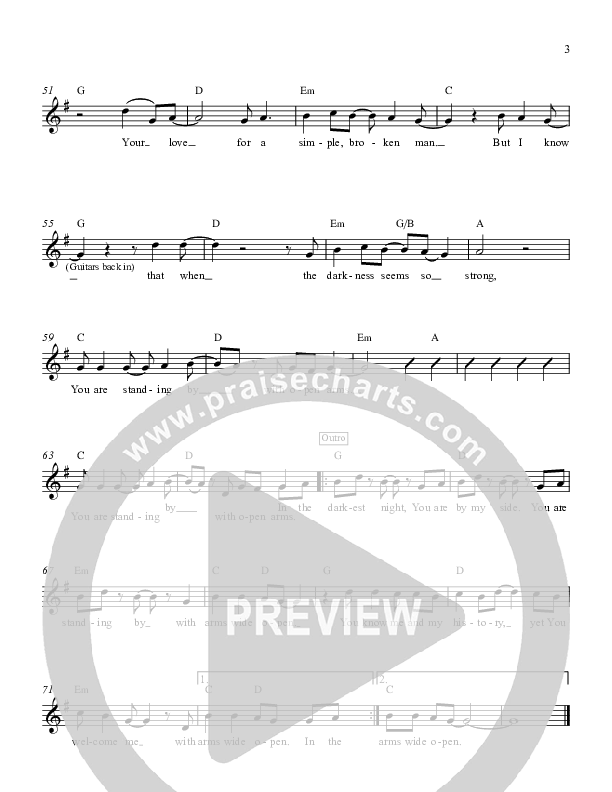 Open Arms Lead Sheet (Andy Needham Band)