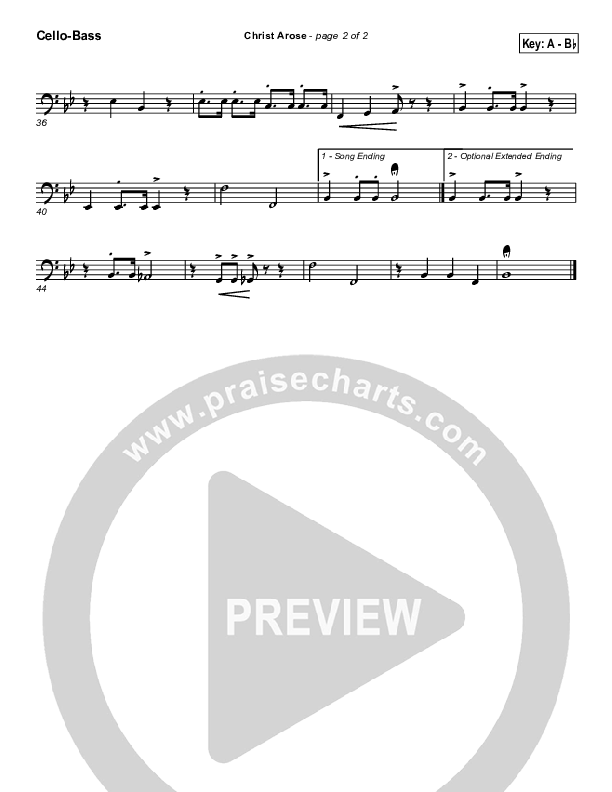 Christ Arose Cello/Bass (PraiseCharts / Traditional Hymn)