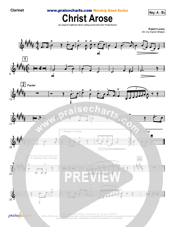 Christ Arose Clarinet (PraiseCharts / Traditional Hymn)