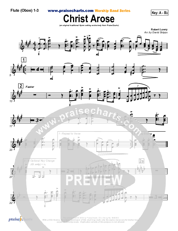 Christ Arose Flute/Oboe 1/2/3 (PraiseCharts / Traditional Hymn)