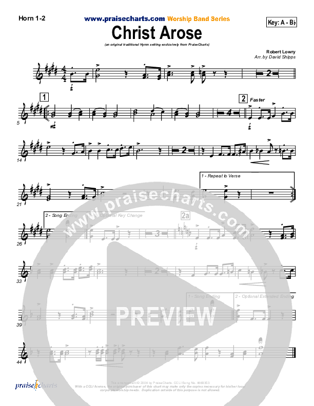 Christ Arose French Horn 1/2 (PraiseCharts / Traditional Hymn)