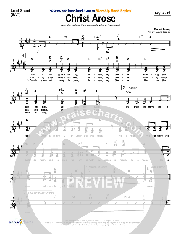 Christ Arose Lead Sheet (SAT) (PraiseCharts / Traditional Hymn)
