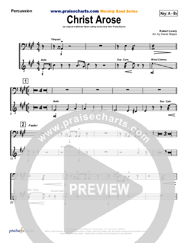 Christ Arose Percussion (PraiseCharts / Traditional Hymn)
