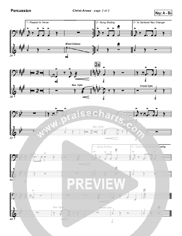 Christ Arose Percussion (PraiseCharts / Traditional Hymn)