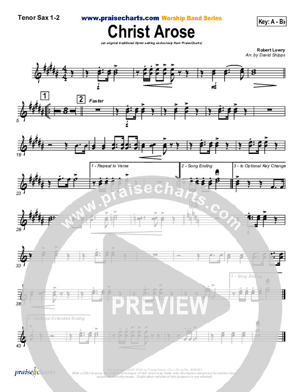 Christ Arose Tenor Sax 1/2 (PraiseCharts / Traditional Hymn)