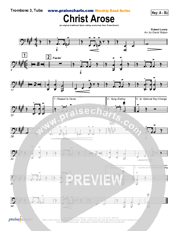 Christ Arose Trombone 3/Tuba (PraiseCharts / Traditional Hymn)