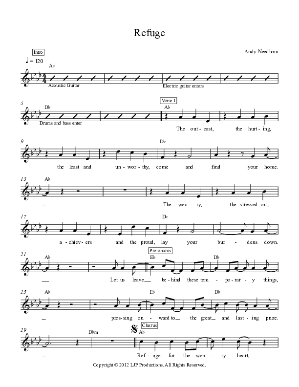 Refuge Lead Sheet (Andy Needham Band)