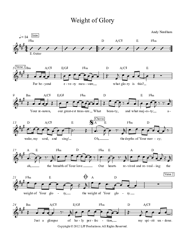 Weight Of Glory Lead Sheet (Andy Needham Band)