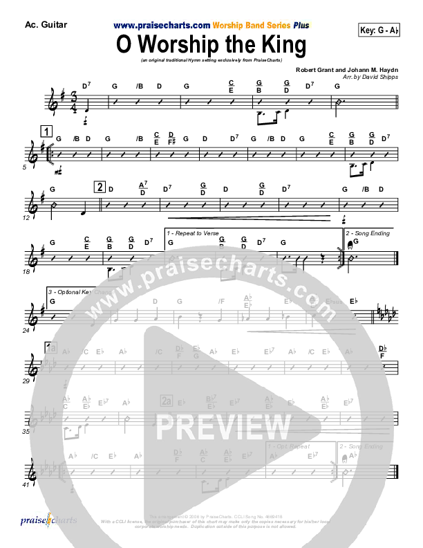 O Worship The King Rhythm Chart (PraiseCharts / Traditional Hymn)