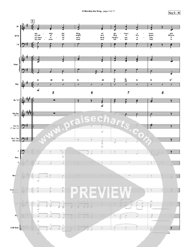 O Worship The King Orchestration (PraiseCharts / Traditional Hymn)