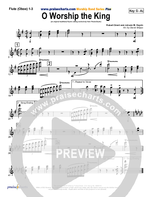 O Worship The King Flute/Oboe 1/2/3 (PraiseCharts / Traditional Hymn)