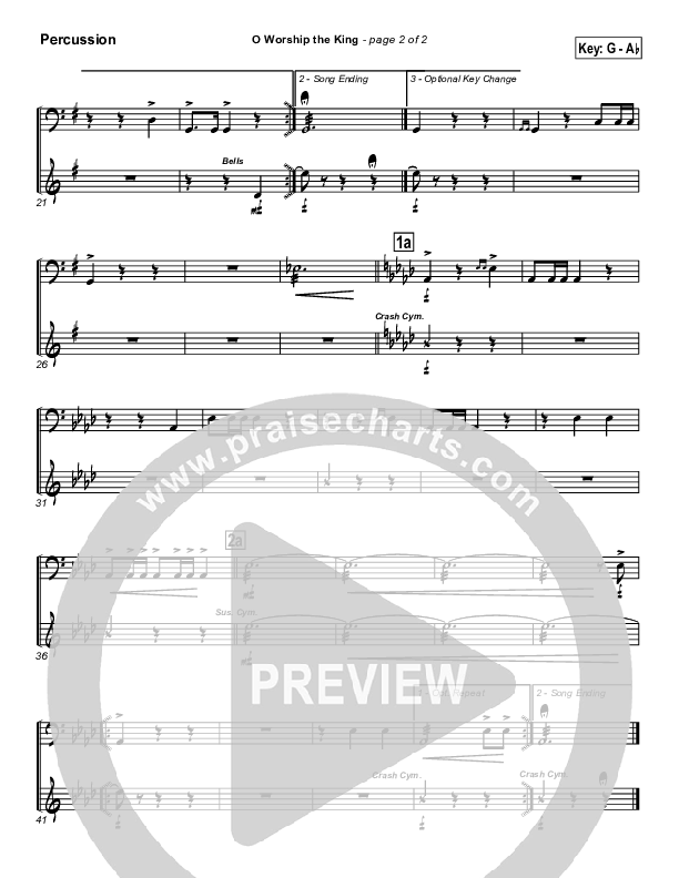 O Worship The King Percussion (PraiseCharts / Traditional Hymn)