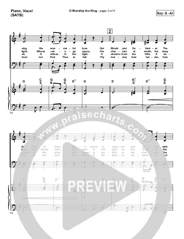O Worship The King Piano/Vocal (SATB) (PraiseCharts / Traditional Hymn)