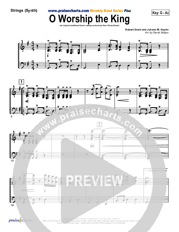 O Worship The King Synth Strings (PraiseCharts / Traditional Hymn)