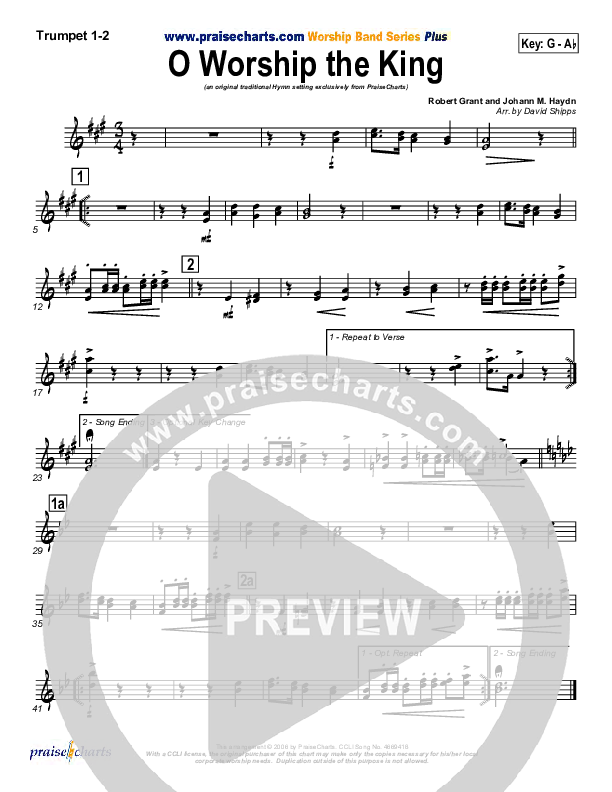 O Worship The King Trumpet 1,2 (PraiseCharts / Traditional Hymn)