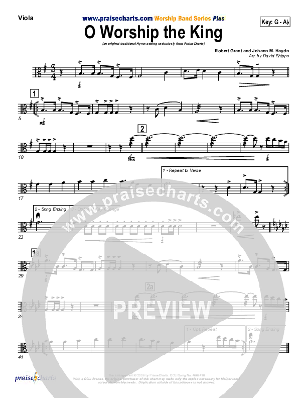 O Worship The King Viola (PraiseCharts / Traditional Hymn)