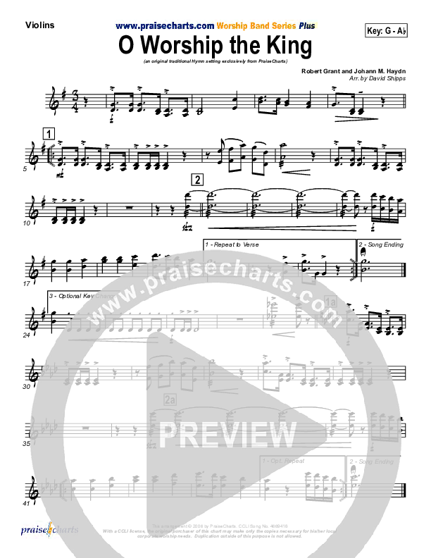 O Worship The King Violins (PraiseCharts / Traditional Hymn)