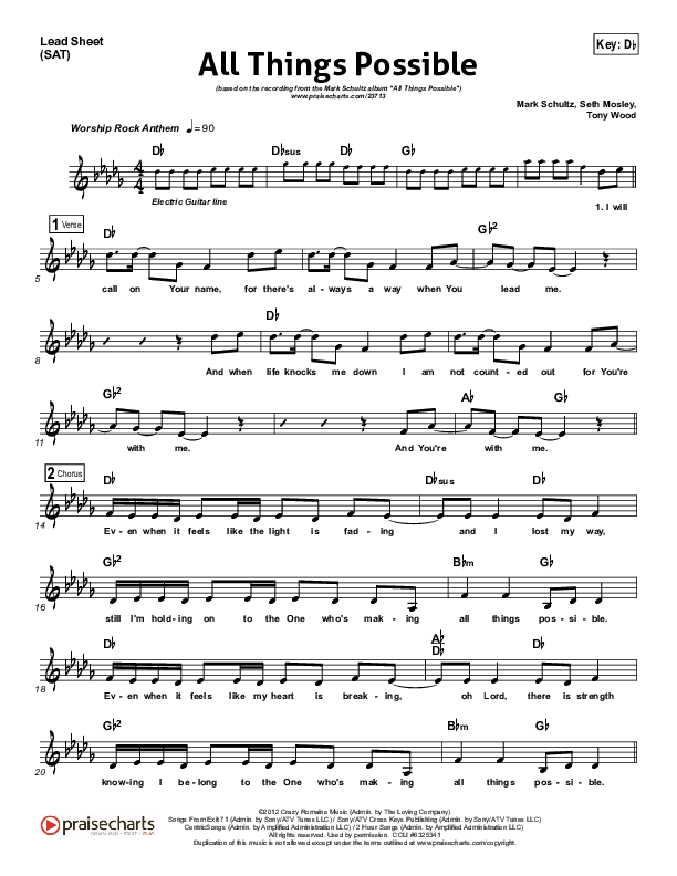 All Things Possible Lead Sheet (SAT) (Mark Schultz)