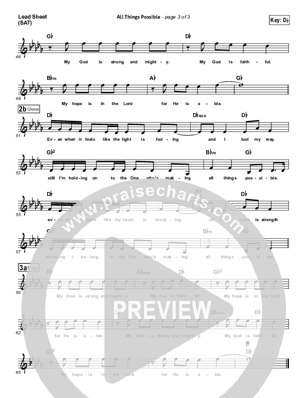 All Things Possible Lead Sheet (SAT) (Mark Schultz)