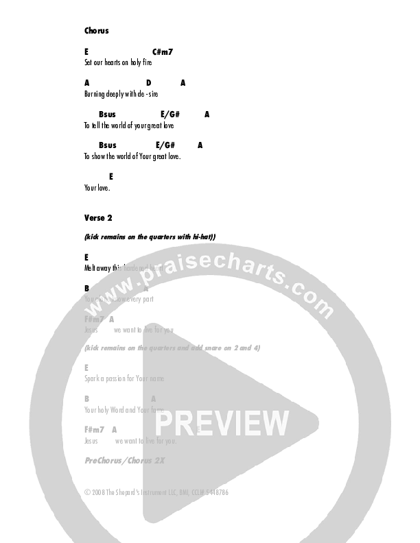 Holy Fire Chord Chart (Brian Shepard)