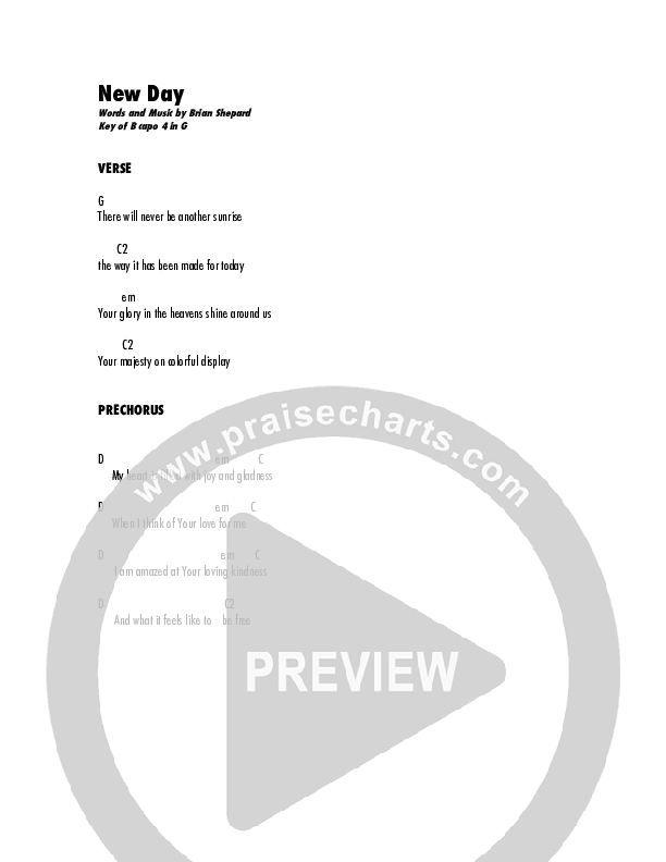 New Day Chords & Lyrics (Brian Shepard)