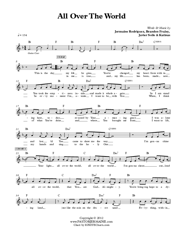 All Over The World Lead Sheet (Jermaine Rodriguez)