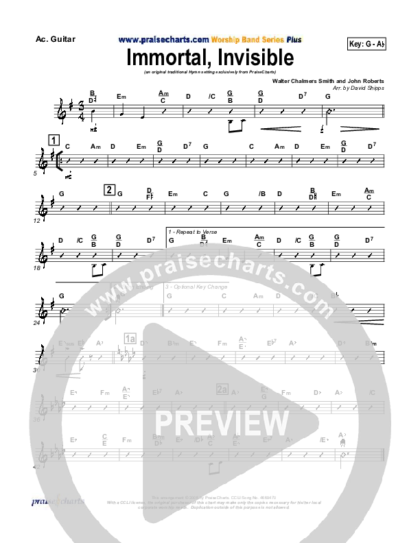 Immortal Invisible Acoustic Guitar (Traditional Hymn / PraiseCharts)