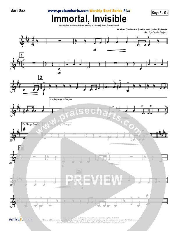 Immortal Invisible Bari Sax Sheet Music PDF (Traditional Hymn