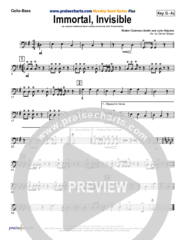 Immortal Invisible Cello/Bass (Traditional Hymn / PraiseCharts)