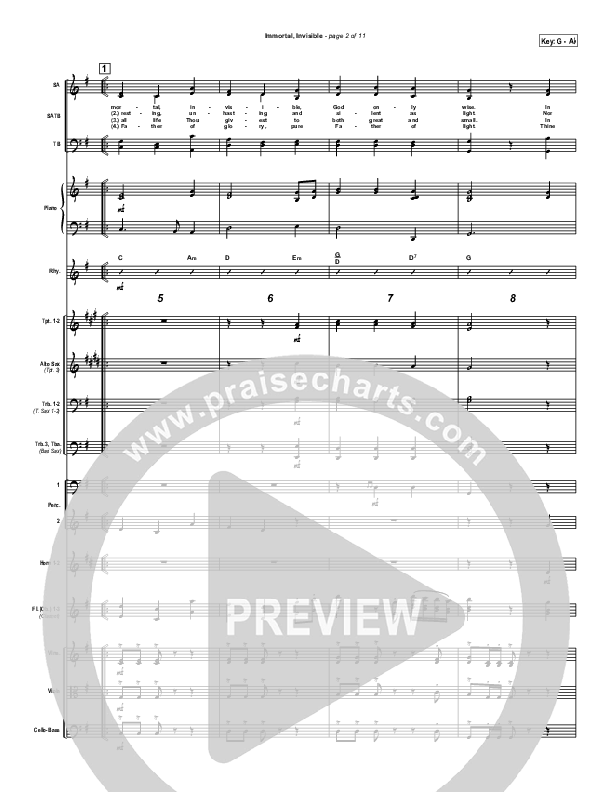 Immortal Invisible Conductor's Score (Traditional Hymn / PraiseCharts)