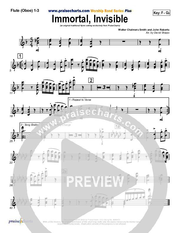 Immortal Invisible Flute/Oboe 1/2/3 (Traditional Hymn / PraiseCharts)