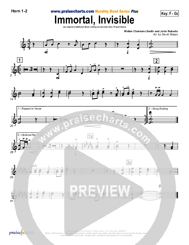 Immortal Invisible French Horn 1/2 (Traditional Hymn / PraiseCharts)