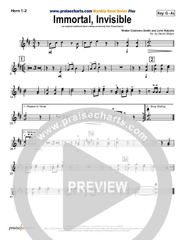 Immortal Invisible French Horn 1/2 (Traditional Hymn / PraiseCharts)