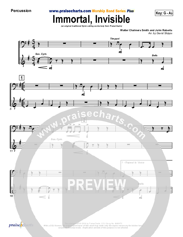Immortal Invisible Percussion (Traditional Hymn / PraiseCharts)