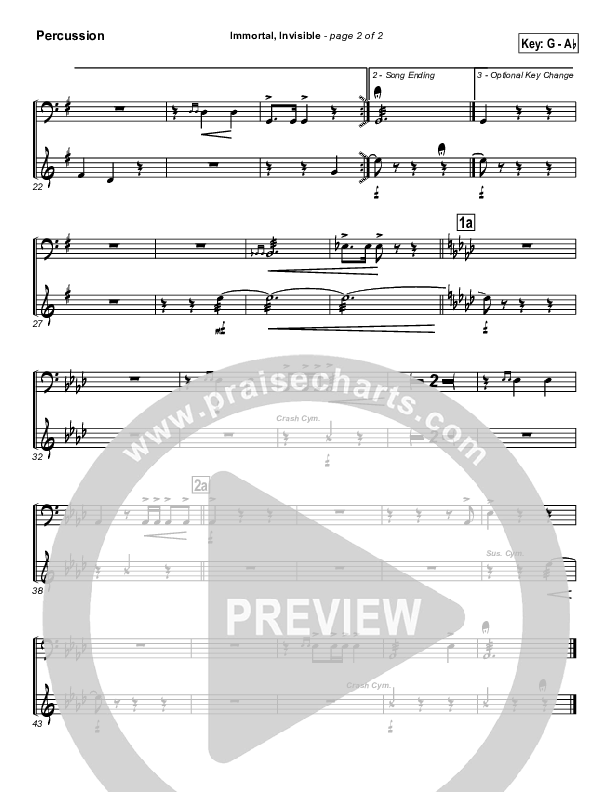 Immortal Invisible Percussion (Traditional Hymn / PraiseCharts)