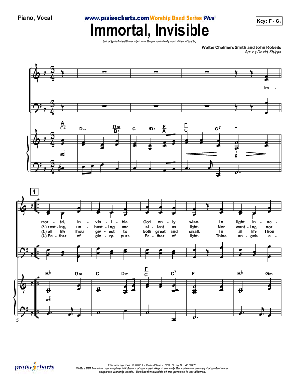 Immortal Invisible Sheet Music PDF (Traditional Hymn / PraiseCharts